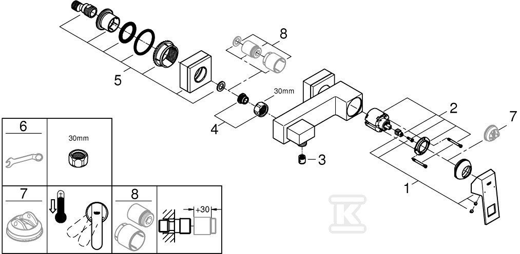 Eurocube Single lever shower mixer, - 23145AL0