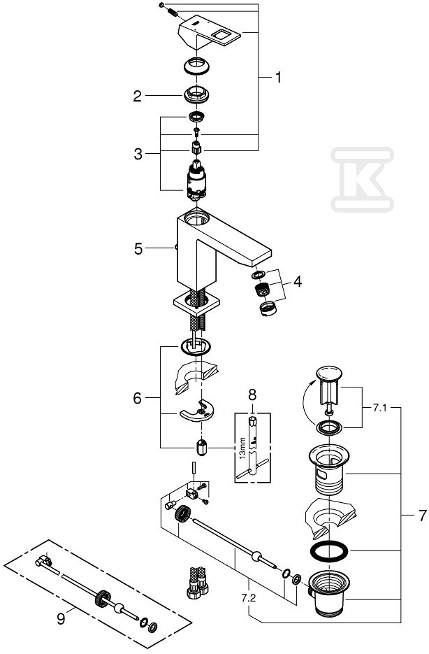 Eurocube Single lever basin mixer, Size - 23445AL0