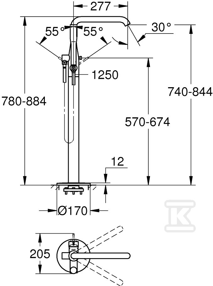 Bateria wannowa Grohe Essence - 23491A01