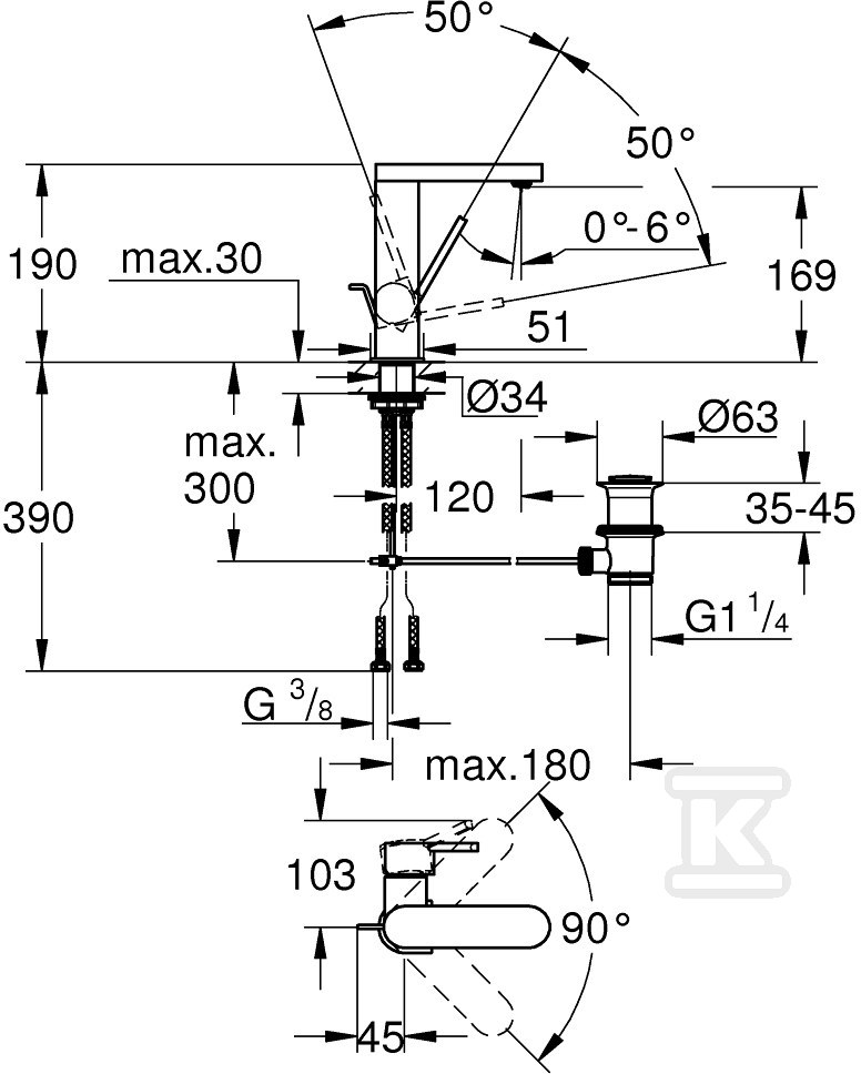 Bateria umywalkowa Grohe Plus - 23871AL3