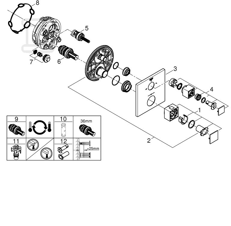 Grohtherm Cube Thermostatic bath mixer - 24155AL0