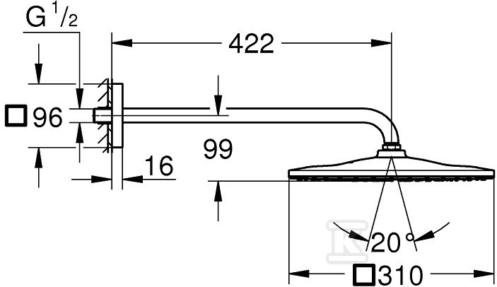 Rainshower Mono 310 Cube Overhead - 26564A00