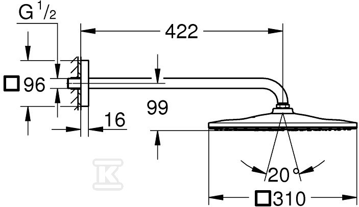 Rainshower Mono 310 Cube Shower head - 26564GN0