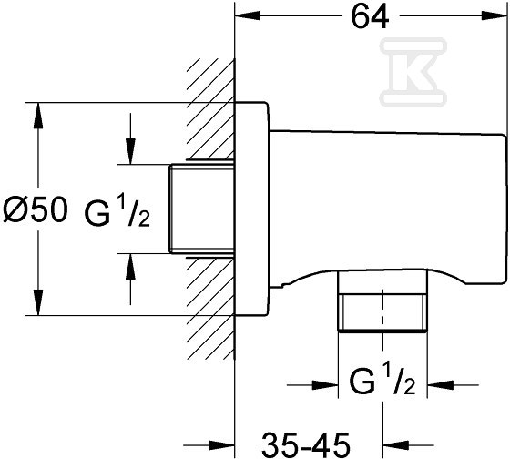 Rainshower Wall connection elbow, warm - 27057DA0