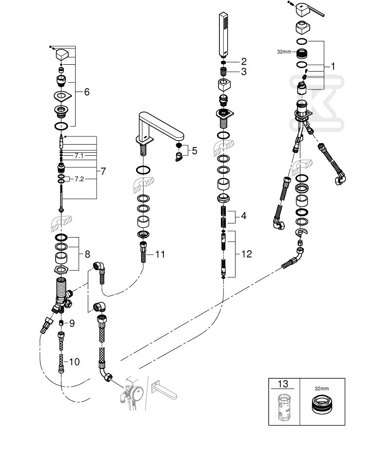 Bateria wannowa Grohe Plus 4-otworowa, - 29307AL3