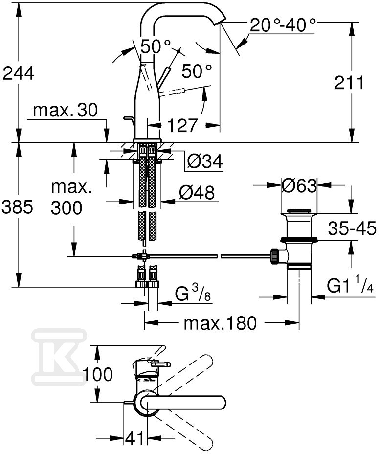 Bateria umywalkowa Grohe Essence - 32628A01