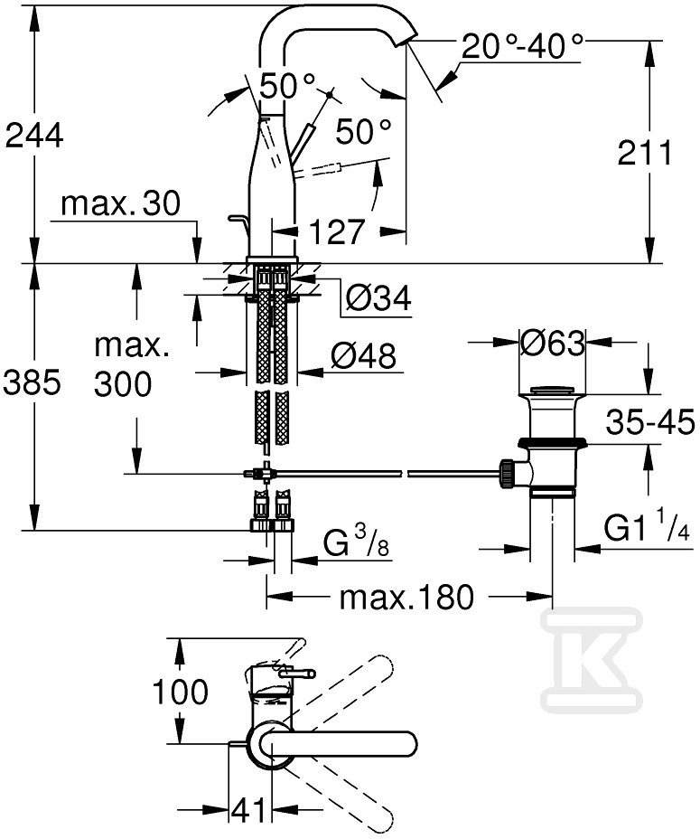 Bateria umywalkowa Grohe Essence - 32628AL1