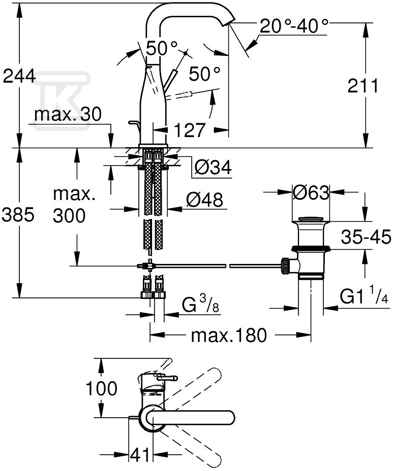 Bateria umywalkowa Grohe Essence - 32628DL1