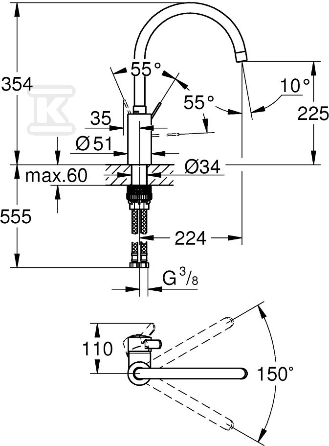 Bateria zlewozmywakowa Eurosmart - 32843DC2