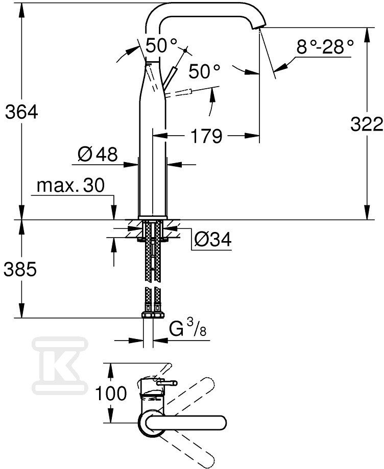 Bateria umywalkowa Grohe Essence - 32901A01