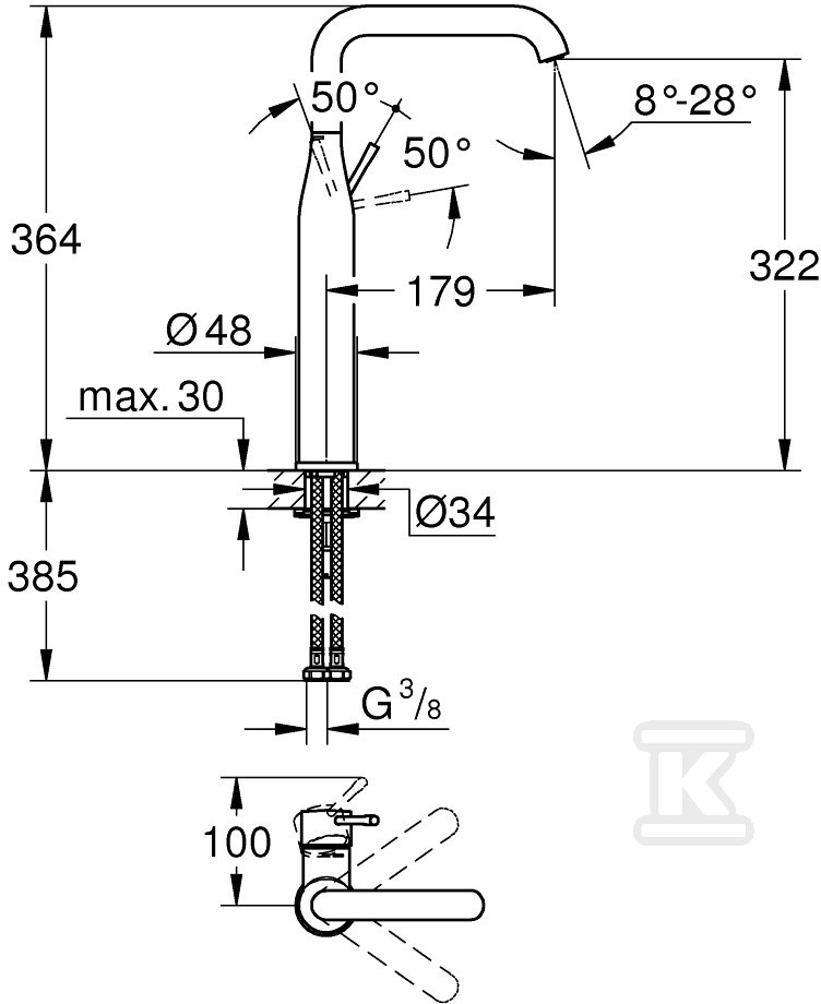 Bateria umywalkowa Grohe Essence - 32901DA1