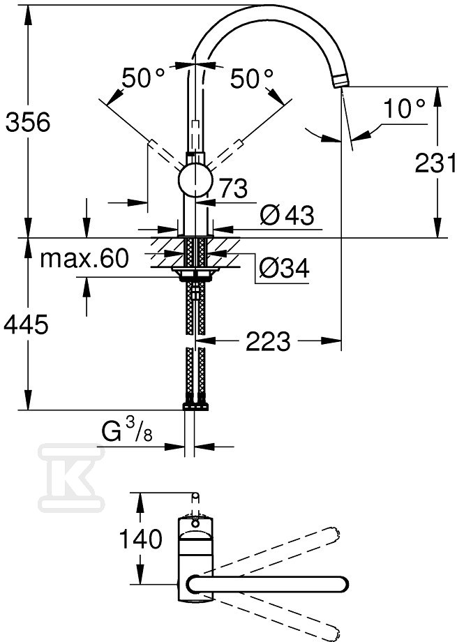 Bateria zlewozmywakowa Minta - 32917DL0