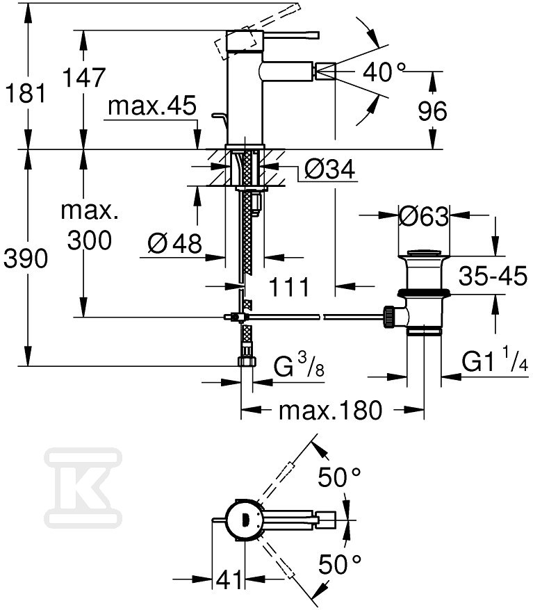 Essence Single lever bidet mixer, Size - 32935DA1