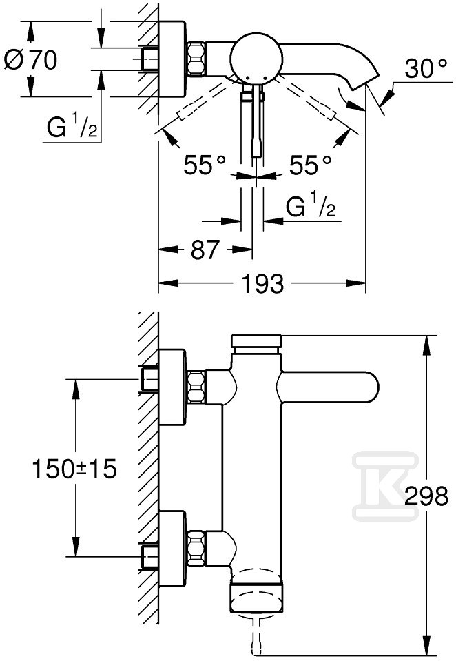 Bateria wannowa Grohe Essence - 33624AL1