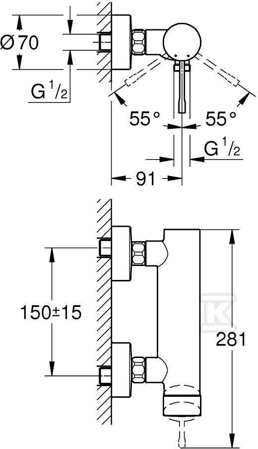 Essence Single lever shower mixer, - 33636AL1