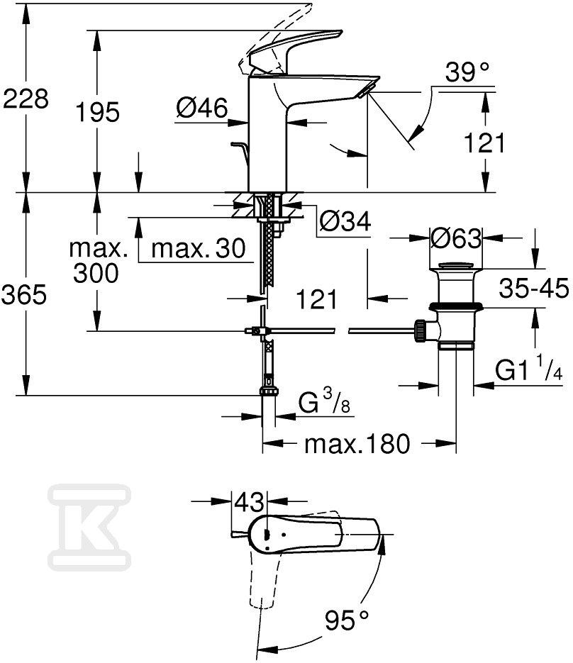 Bateria umywalkowa Grohe Eurosmart - 2339330E