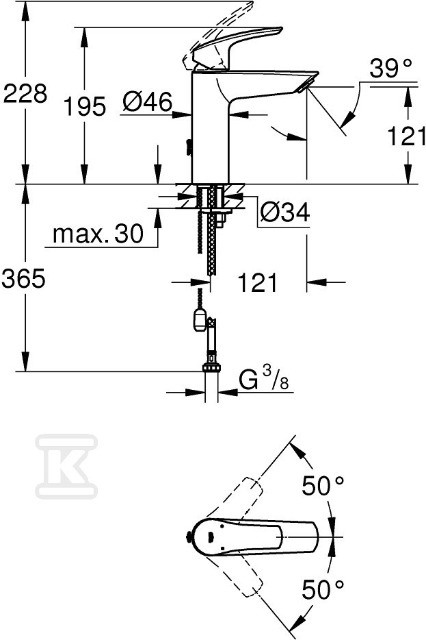 Bateria umywalkowa Grohe Eurosmart - 23323003