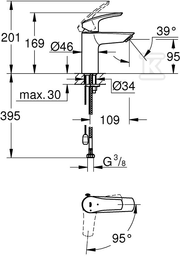 Bateria umywalkowa Grohe Eurosmart - 23372003