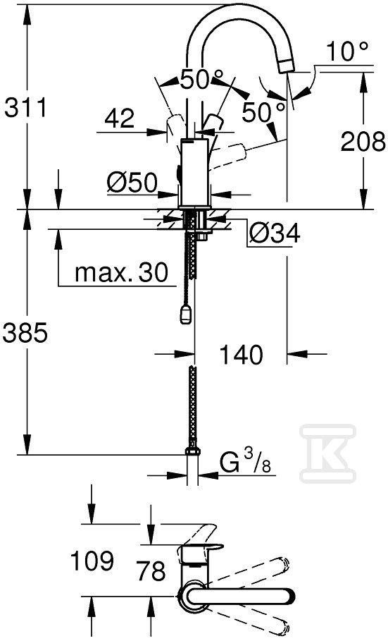 Bateria umywalkowa Grohe Eurosmart - 23743003