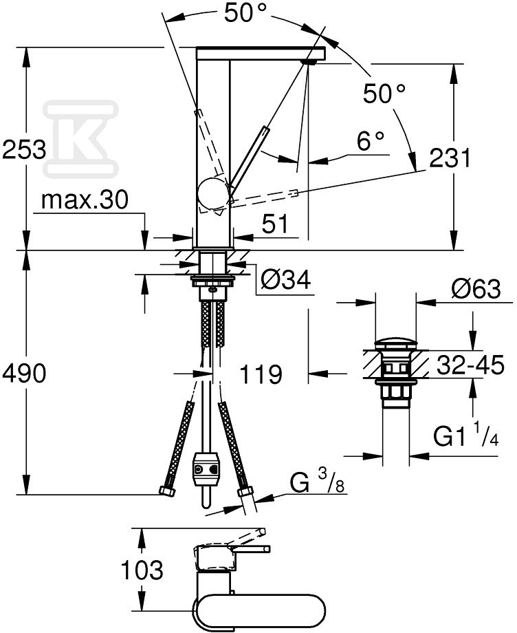 Bateria umywalkowa Grohe Plus - 23844003