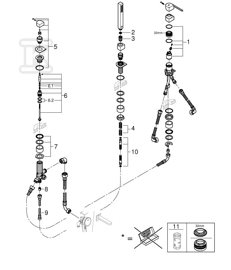 Bateria wannowa Grohe Plus 3-otworowa, - 23845003