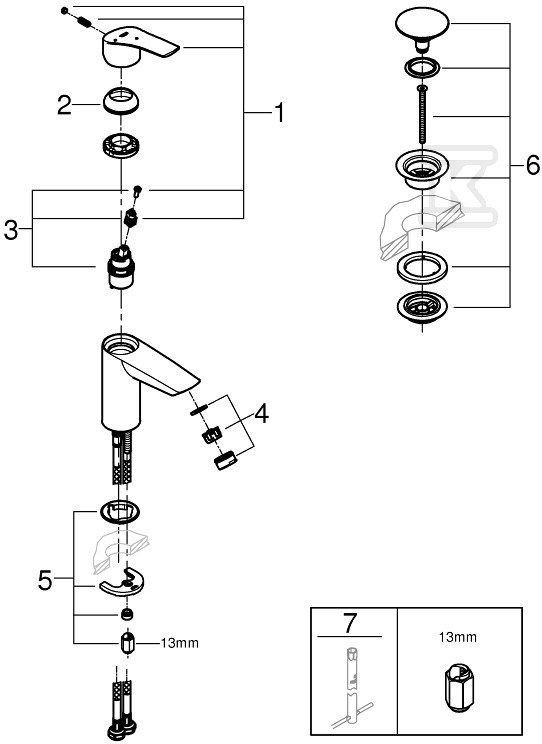 Eurosmart Single lever basin mixer, - 23924003