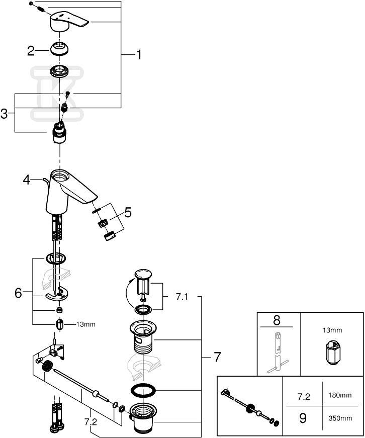 Eurosmart Single lever basin mixer, - 23969003