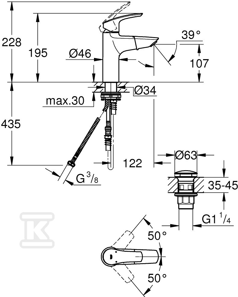 Bateria umywalkowa Grohe Eurosmart - 23976003