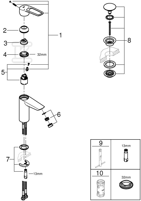 Bateria umywalkowa Grohe Eurosmart - 23981003