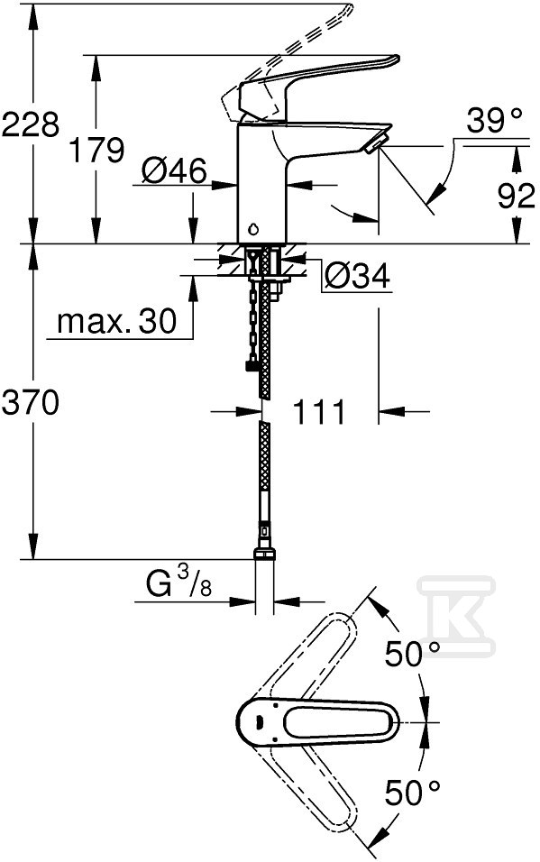 Bateria umywalkowa Grohe Eurosmart - 23986003