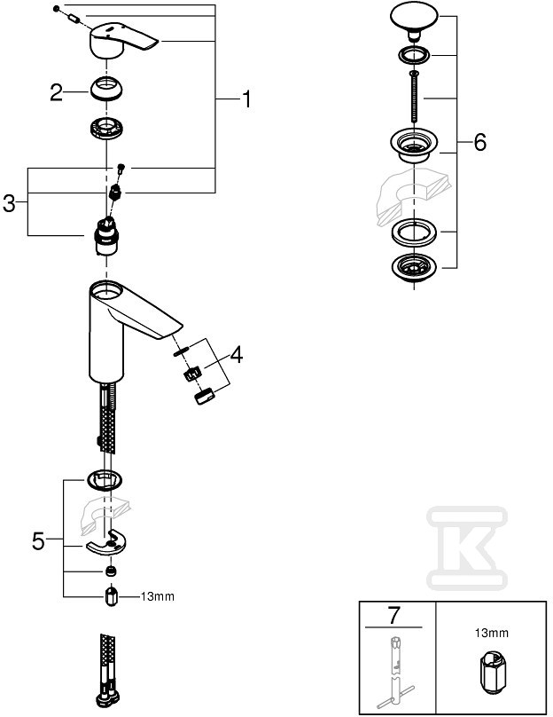 Eurosmart Single lever basin mixer, - 23989003