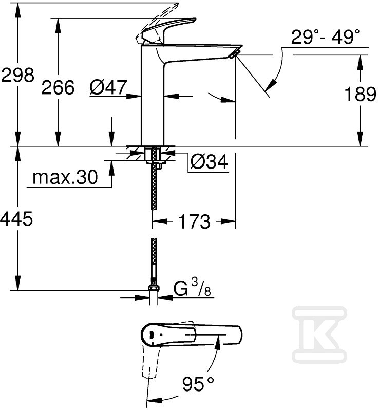 Bateria umywalkowa Grohe Eurosmart - 24164003