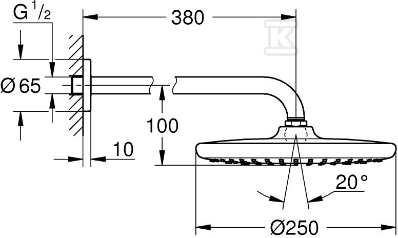 Tempesta 250 Shower head with 380 mm - 26663000