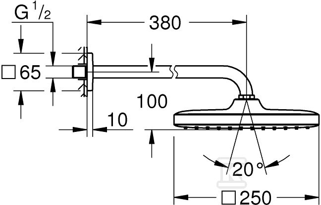 Tempesta 250 Cube Shower head with 380 - 26682000