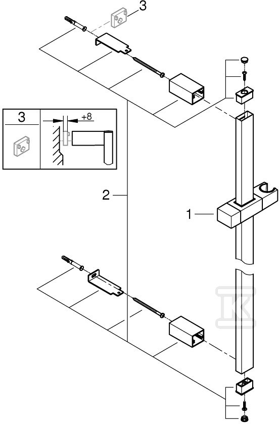 Drążek prysznicowy Euphoria Cube 600 - 27892000