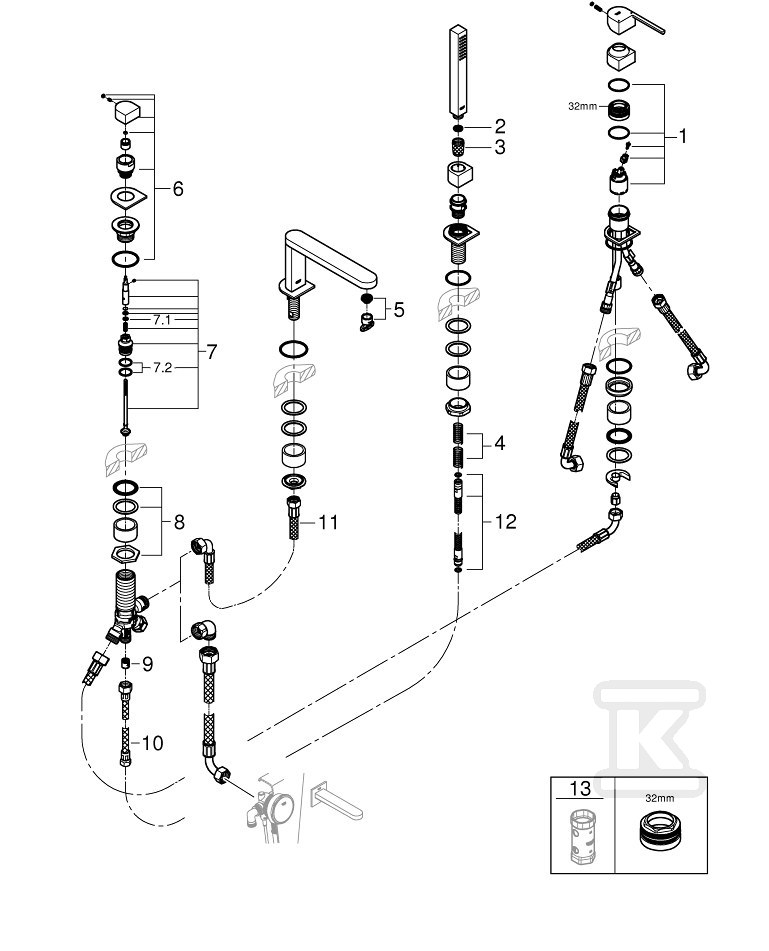 GROHE Plus 4-hole single-lever bath - 29307003