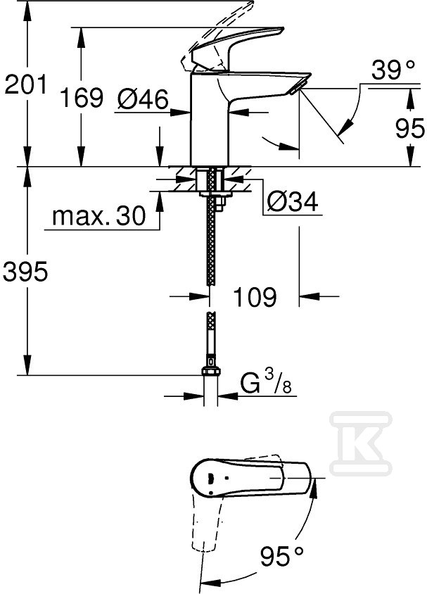 Bateria umywalkowa Grohe Eurosmart - 32154003