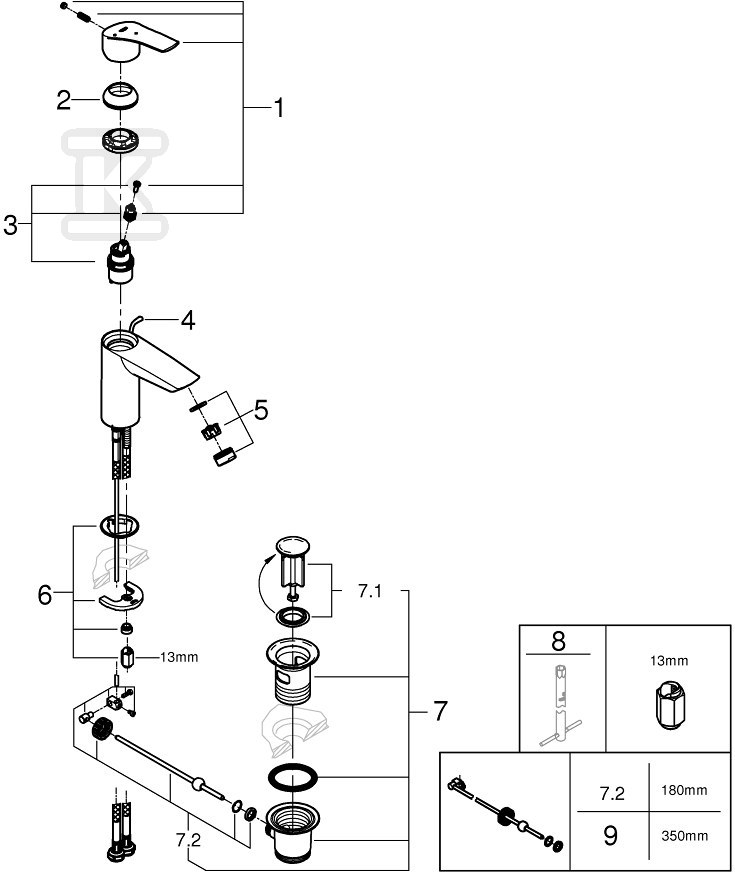 Eurosmart Single lever basin mixer, - 32926003