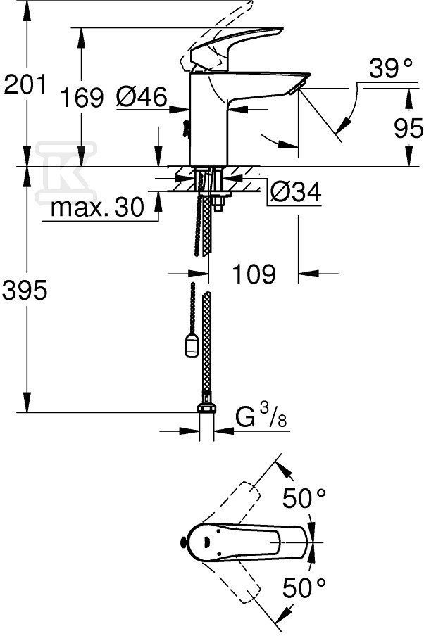 Bateria umywalkowa Grohe Eurosmart - 33188003