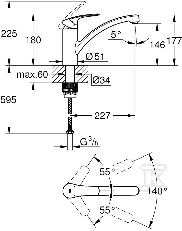 Bateria zlewozmywakowa Eurosmart - 33281003