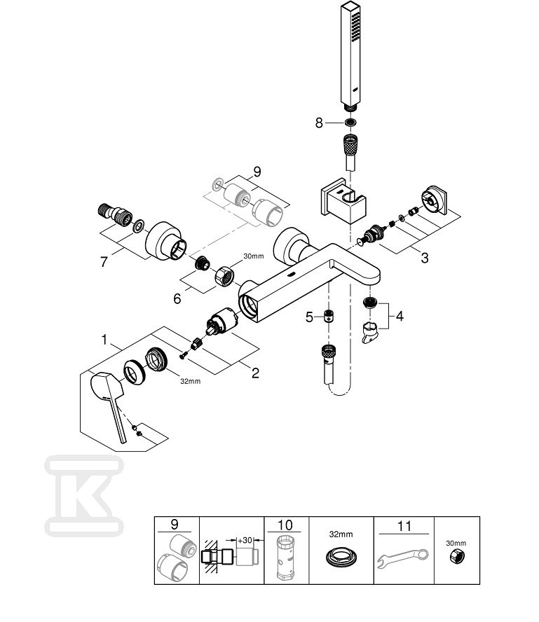 GROHE Plus Single lever bath mixer, - 33547003