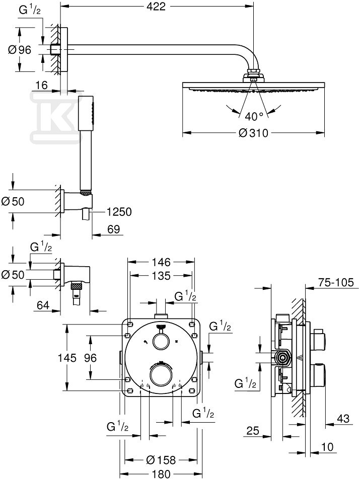 Grohtherm Concealed Shower system with - 34731000