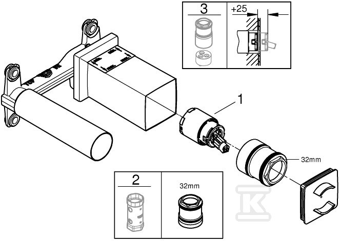 Recessed-mounted single lever element, - 23200002