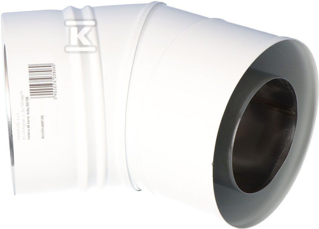 45 degree bend DN80/125 white air / - SKKMK4580125