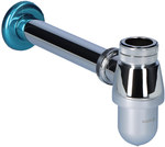 Bottle siphon G 1 1/4, G 1 1/4 x 32 mm, with drain bend 32 x 200 mm, with rosette, color: chrome