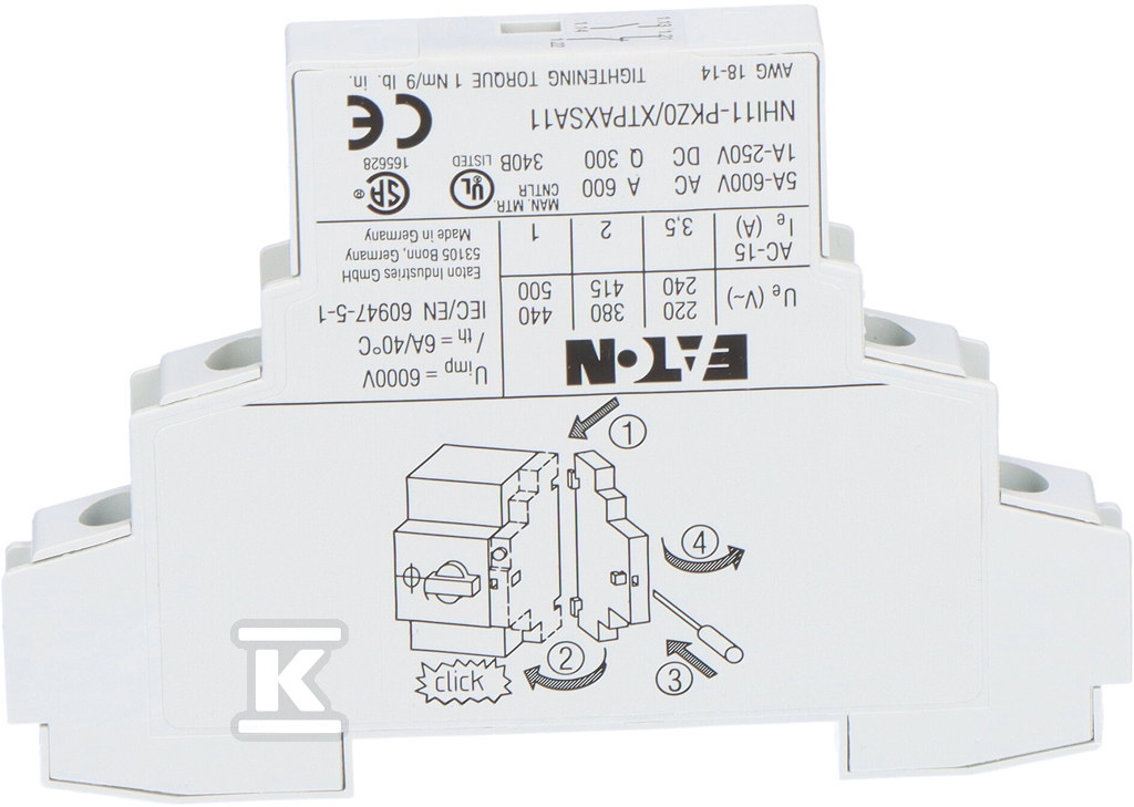 Bloc contact auxiliar 1NO 1NC - 072896