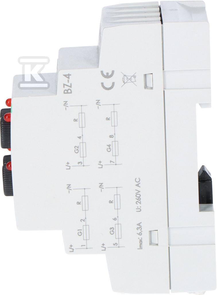 Štvorzásuvkový poistkový modul BZ-4, - BZ-4