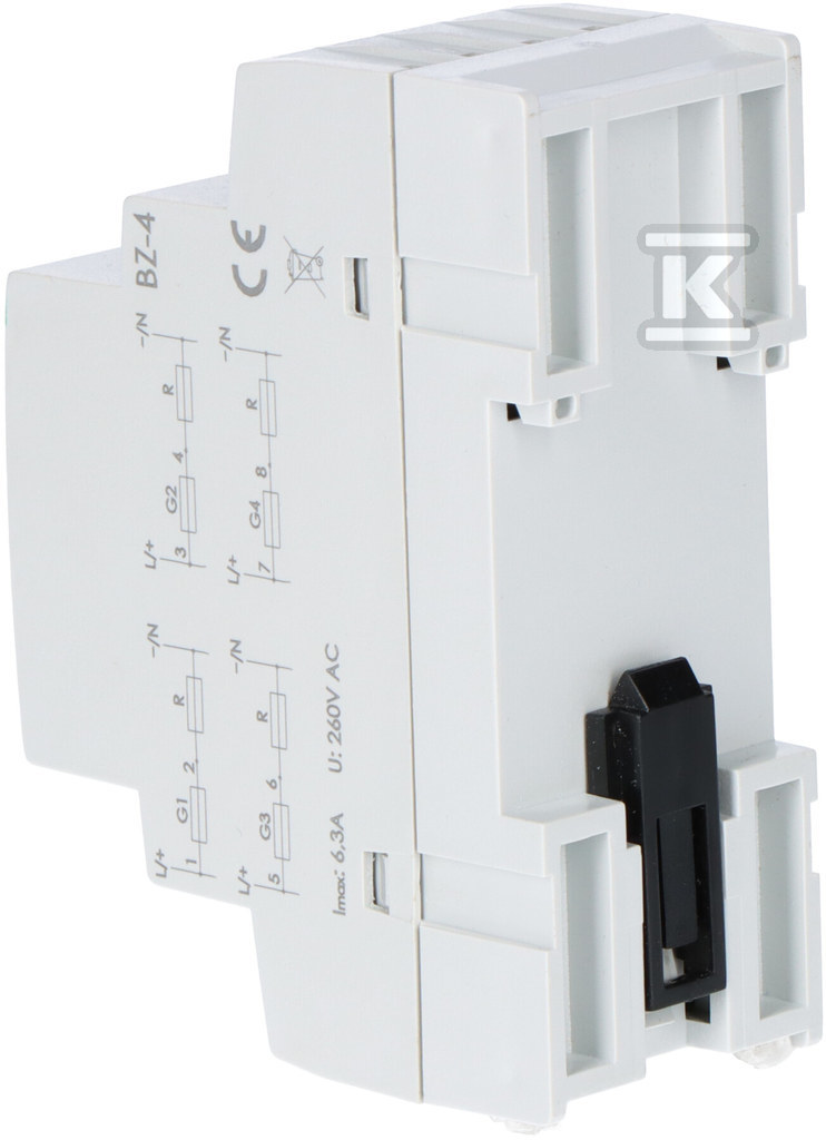 Štvorzásuvkový poistkový modul BZ-4, - BZ-4