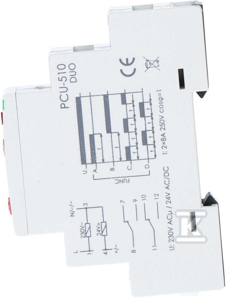 Реле часу PCU-510, контакти: 1 CO, U = - PCU-510DUO