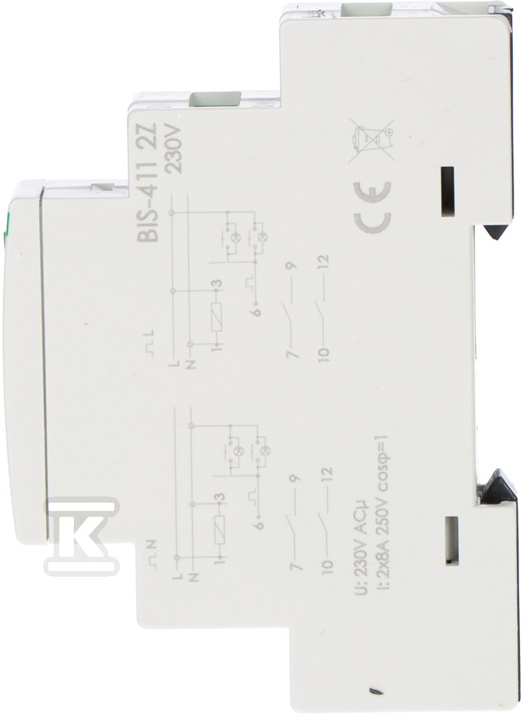 Реле бістабільне 230В 2НО, монтаж на - BIS-411-2Z